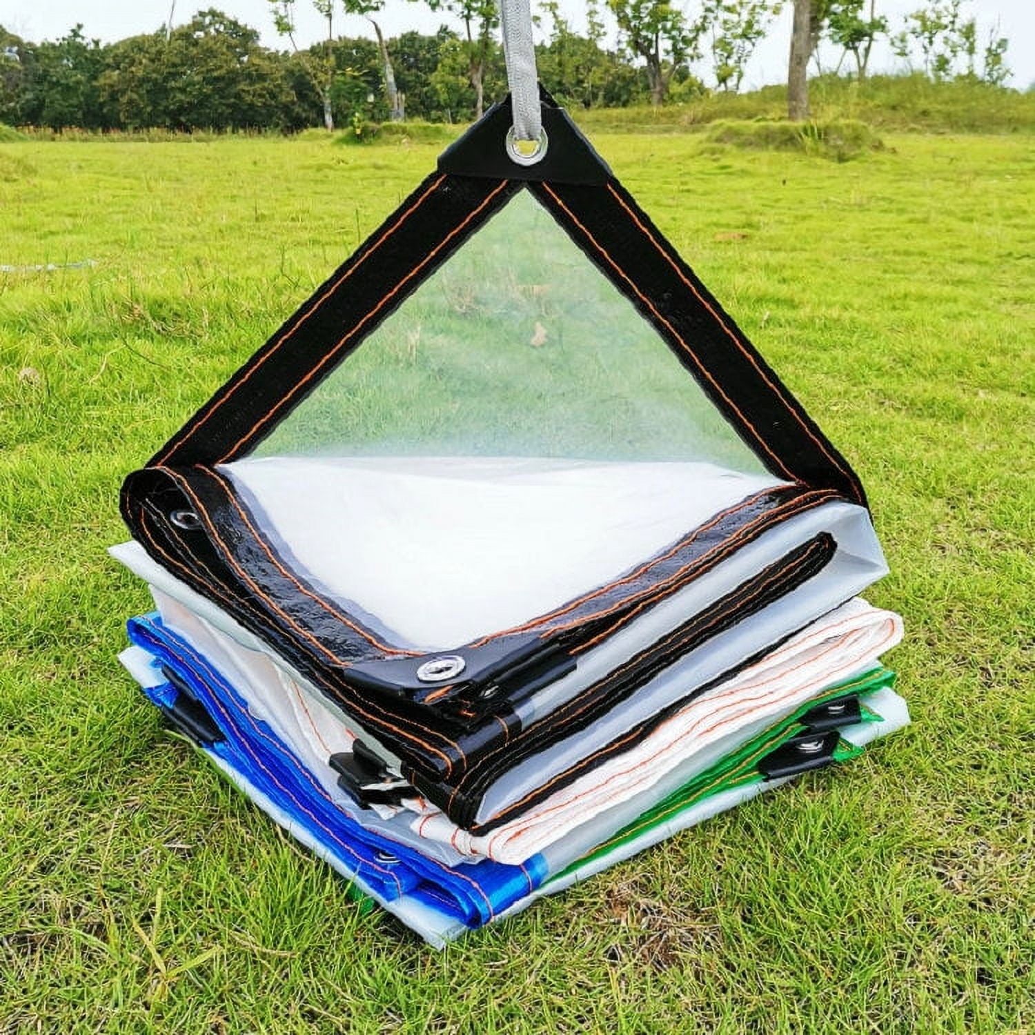 Clear Tarp Heavy Duty Tarp Cover Waterproof Tarpaulin with Grommets for Gardening Camping Traveling 39x39in, 2 Pcs