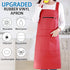 Waterproof Rubber Vinyl Apron - Heavy Duty Model - Stay Dry - Industrial Chemical Resistant Plastic - Leather Apron for Kitchen, Cooking, Dishwashing, Dog Grooming - Black Red