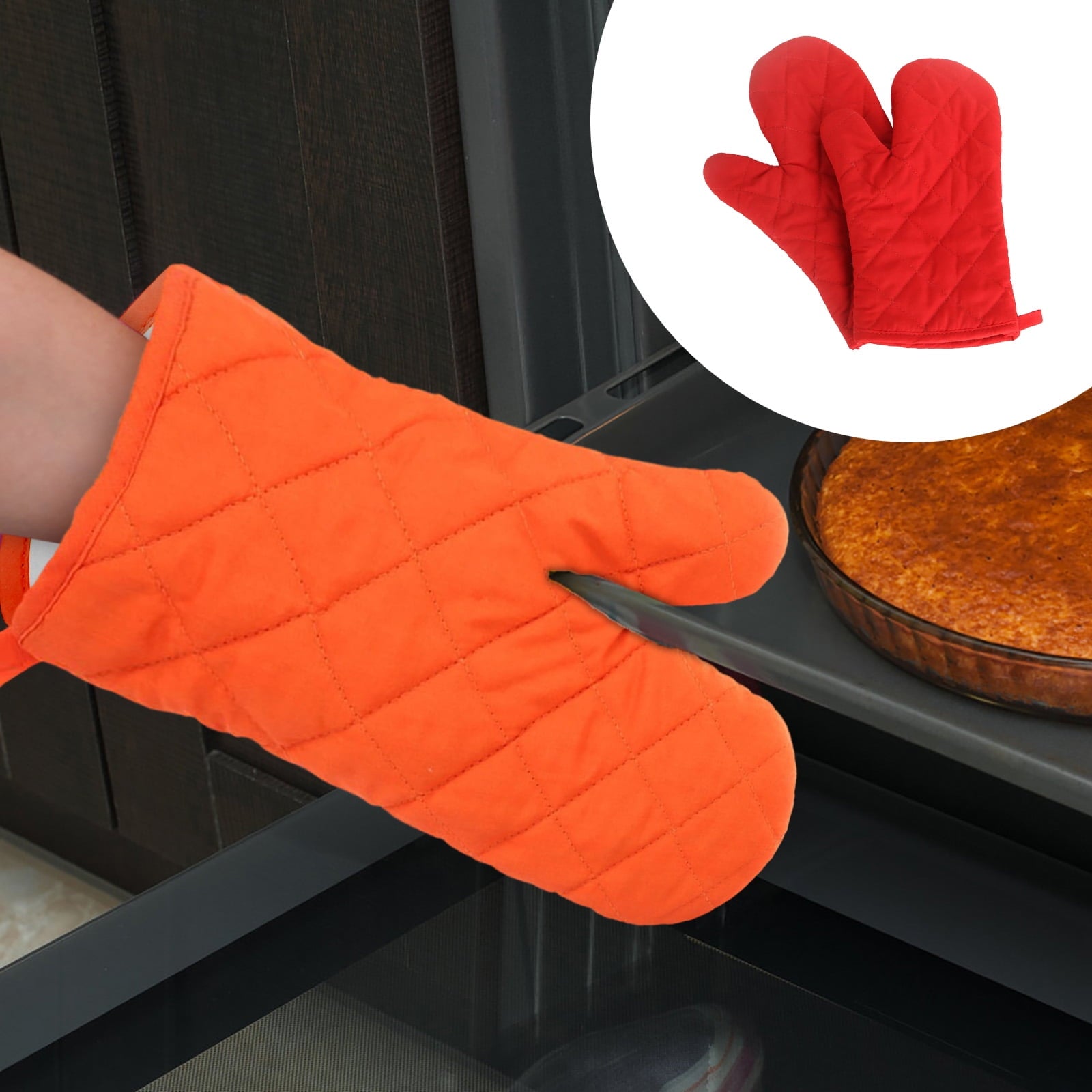 Poaug Oven Mitts on Sale Clearance 2Pc Oven Gloves Grill Gloves Slippery Cooking Gloves for Cooking Baking Grilling Yellow Red