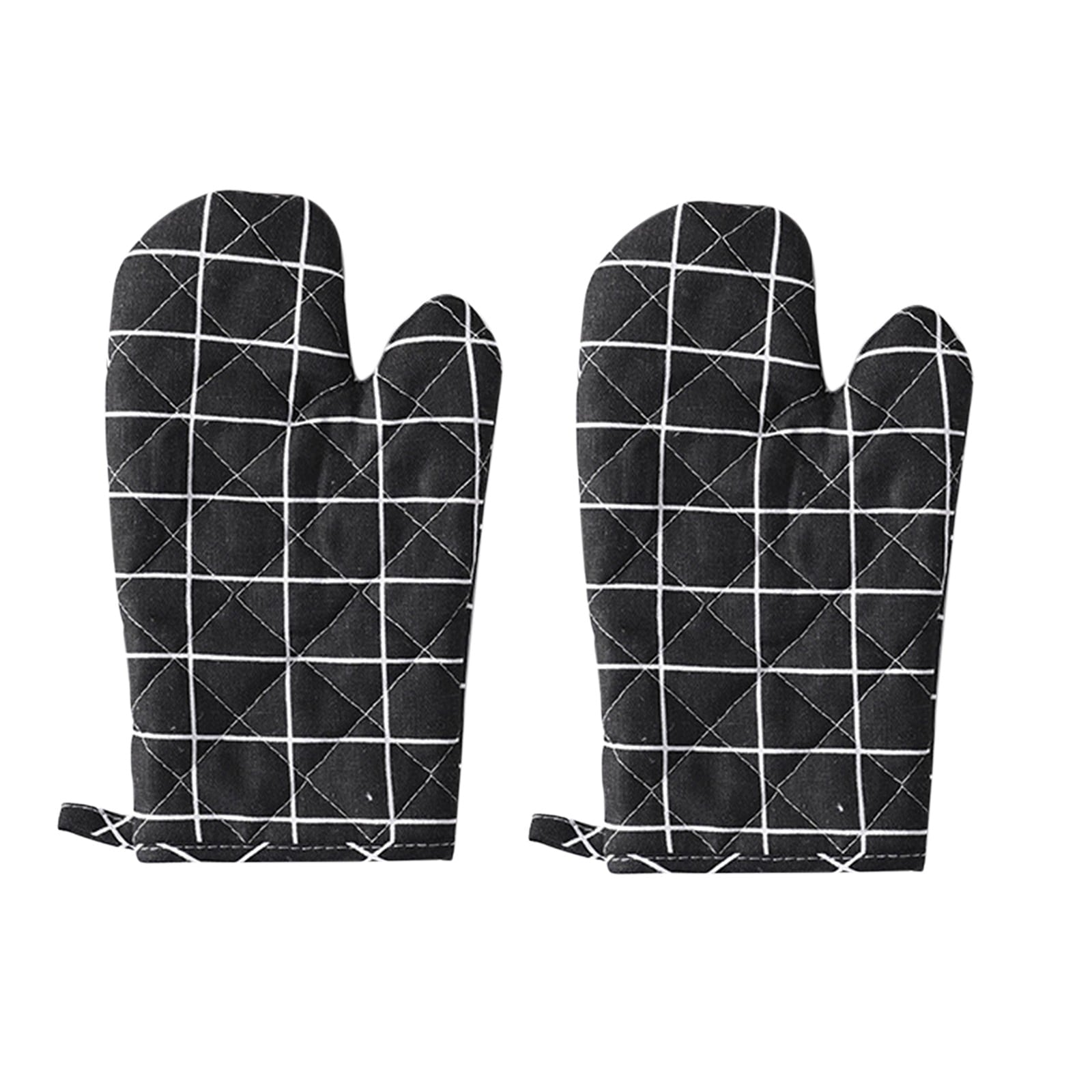 Poaug Oven Mitts on Sale Clearance 2Pc Oven Gloves Grill Gloves Slippery Cooking Gloves for Cooking Baking Grilling Yellow Z1-Black