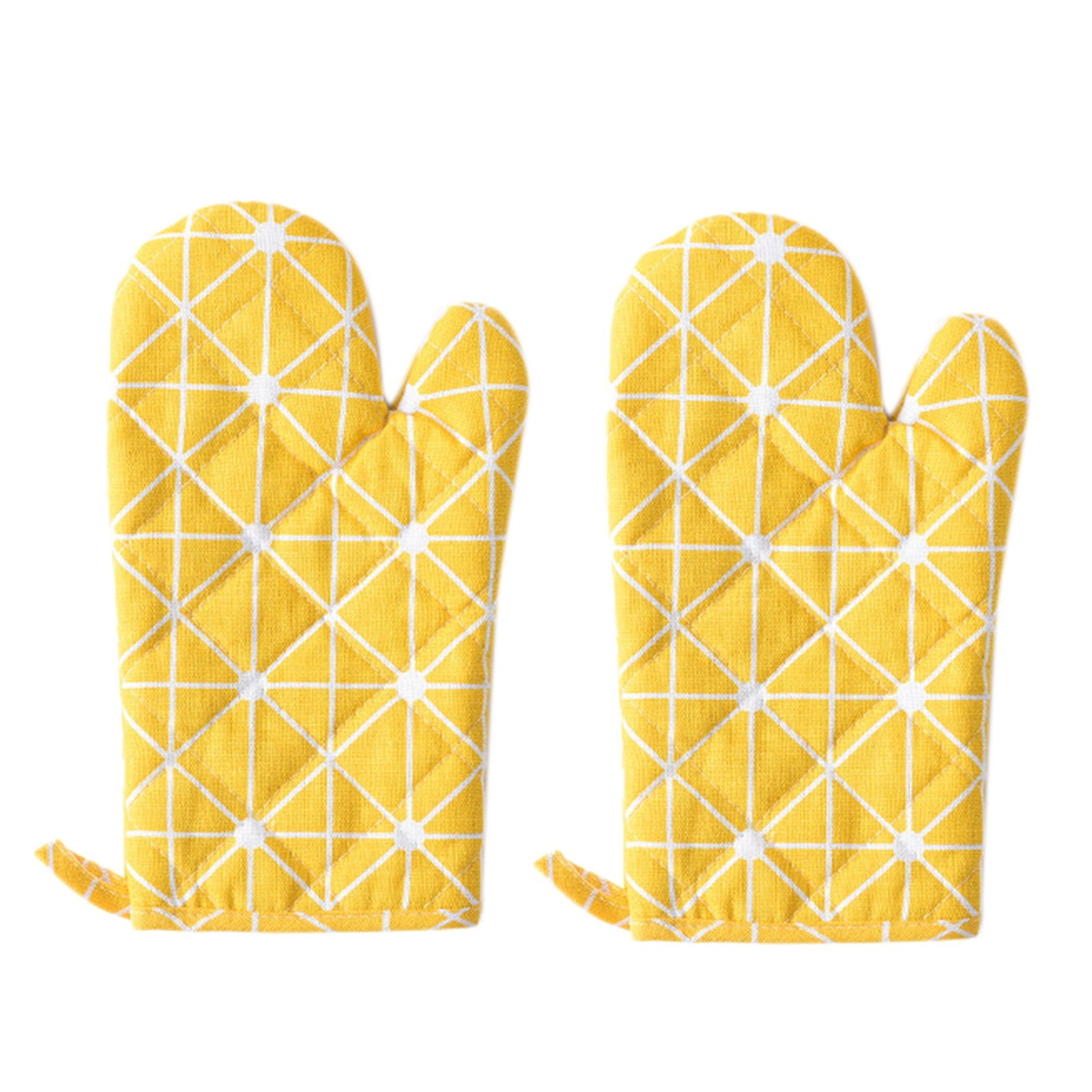 Poaug Oven Mitts on Sale Clearance 2Pc Oven Gloves Grill Gloves Slippery Cooking Gloves for Cooking Baking Grilling Yellow Z3-Yellow