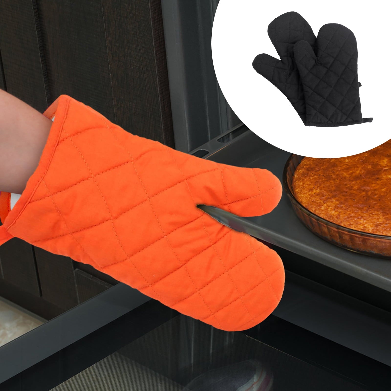 Poaug Oven Mitts on Sale Clearance 2Pc Oven Gloves Grill Gloves Slippery Cooking Gloves for Cooking Baking Grilling Yellow Z4-Black