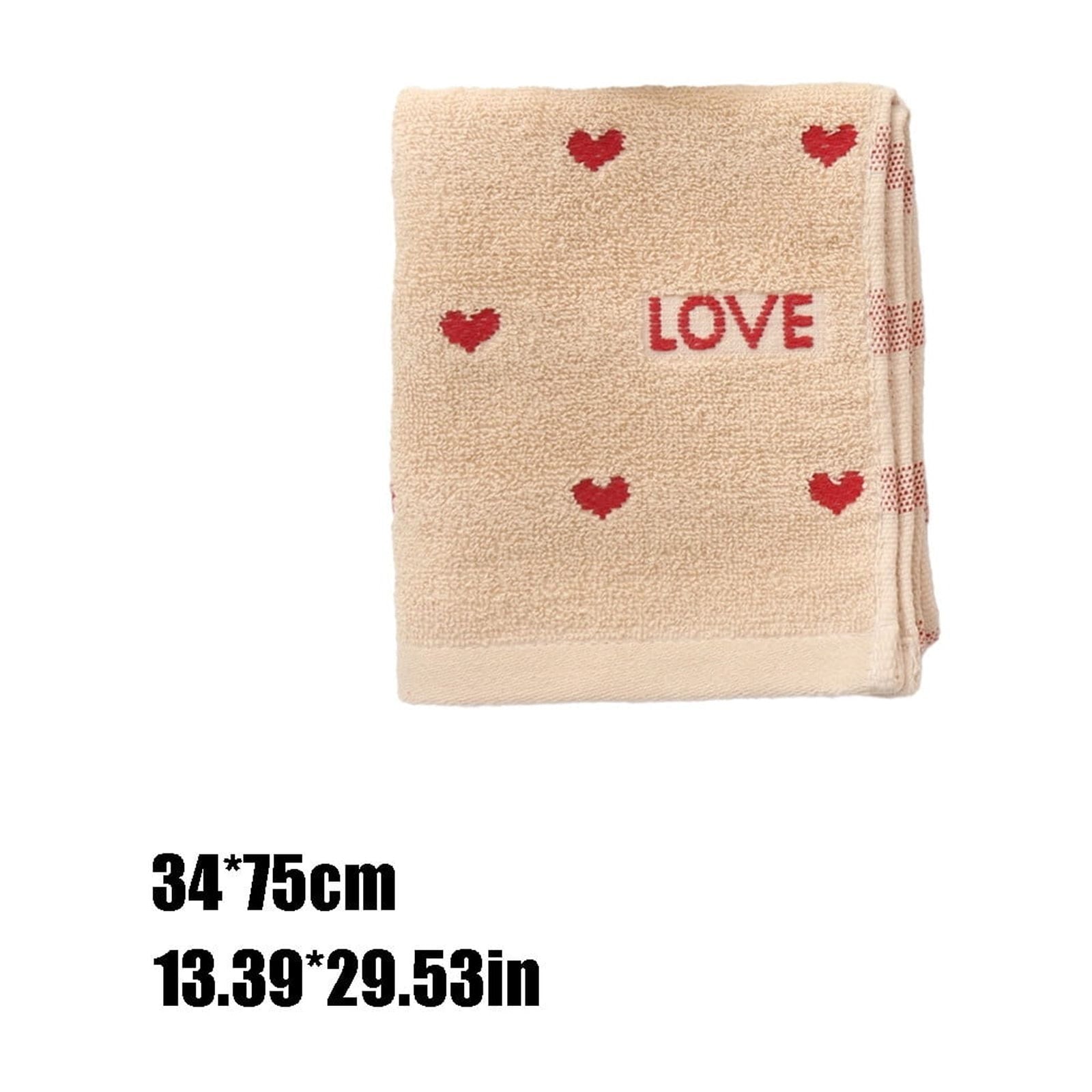 Kdkad Valentines Day Hand Towels, Red White Hearts Cotton Bathroom Towel, Valentines Day Decorative Absorbent Bath Towel for Drying Cleaning Cooking 13.4×29.5 in Coffee