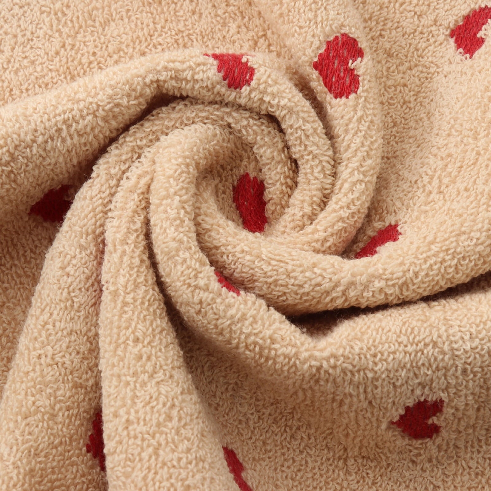 Kdkad Valentines Day Hand Towels, Red White Hearts Cotton Bathroom Towel, Valentines Day Decorative Absorbent Bath Towel for Drying Cleaning Cooking 13.4×29.5 in Coffee