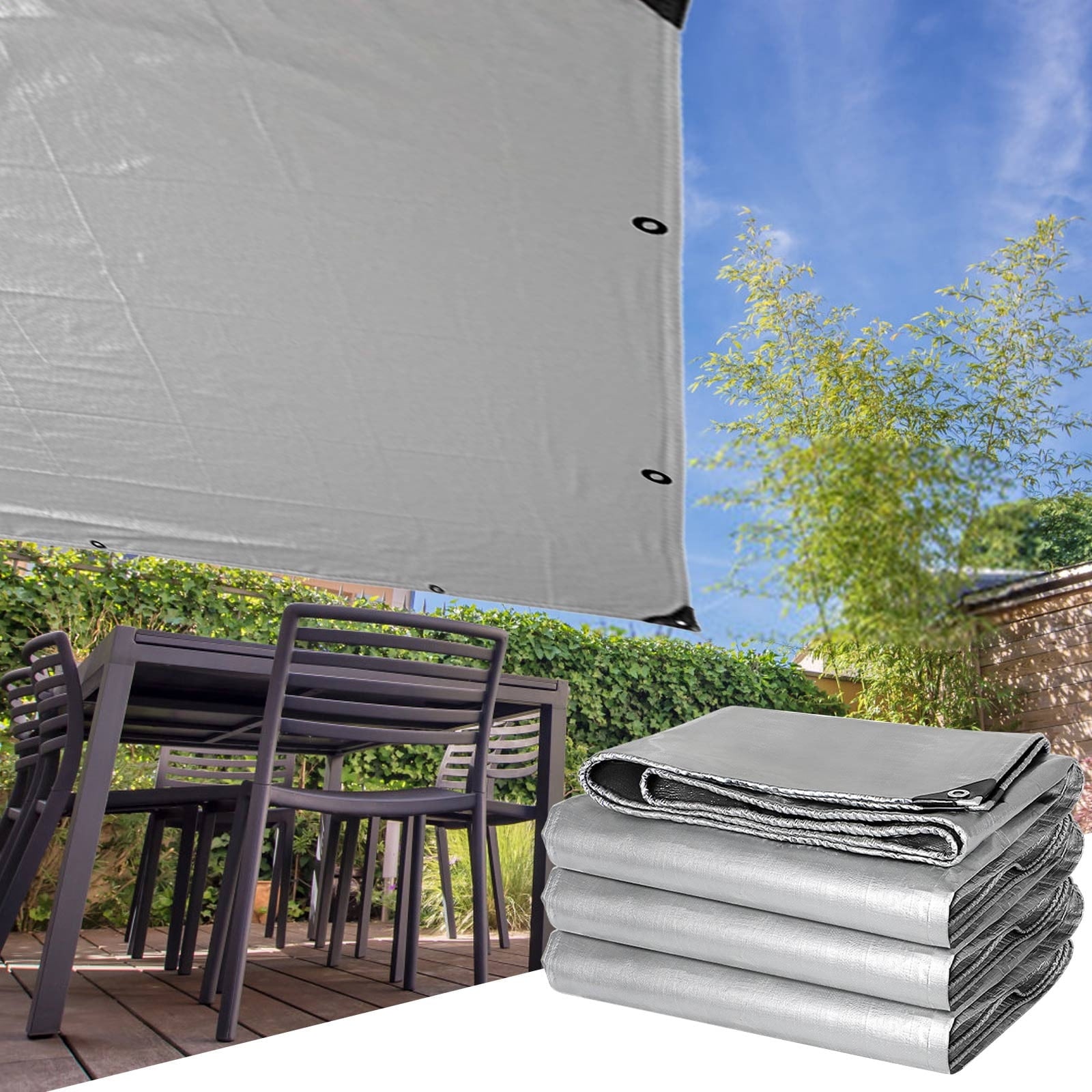 Darzheoy Heavy Duty Tarp Cover, Thick Tarps Waterproof Tear and Rip Proof UV Resistant Tarpaulin with Reinforced Grommets and Edges E