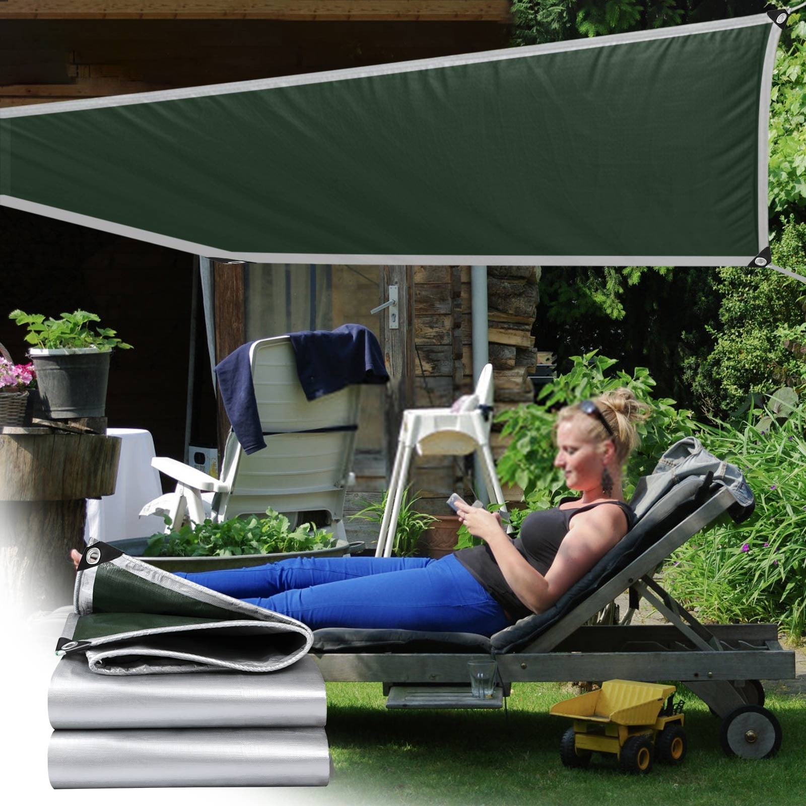 Darzheoy Heavy Duty Tarp Cover, Thick Tarps Waterproof Tear and Rip Proof UV Resistant Tarpaulin with Reinforced Grommets and Edges F