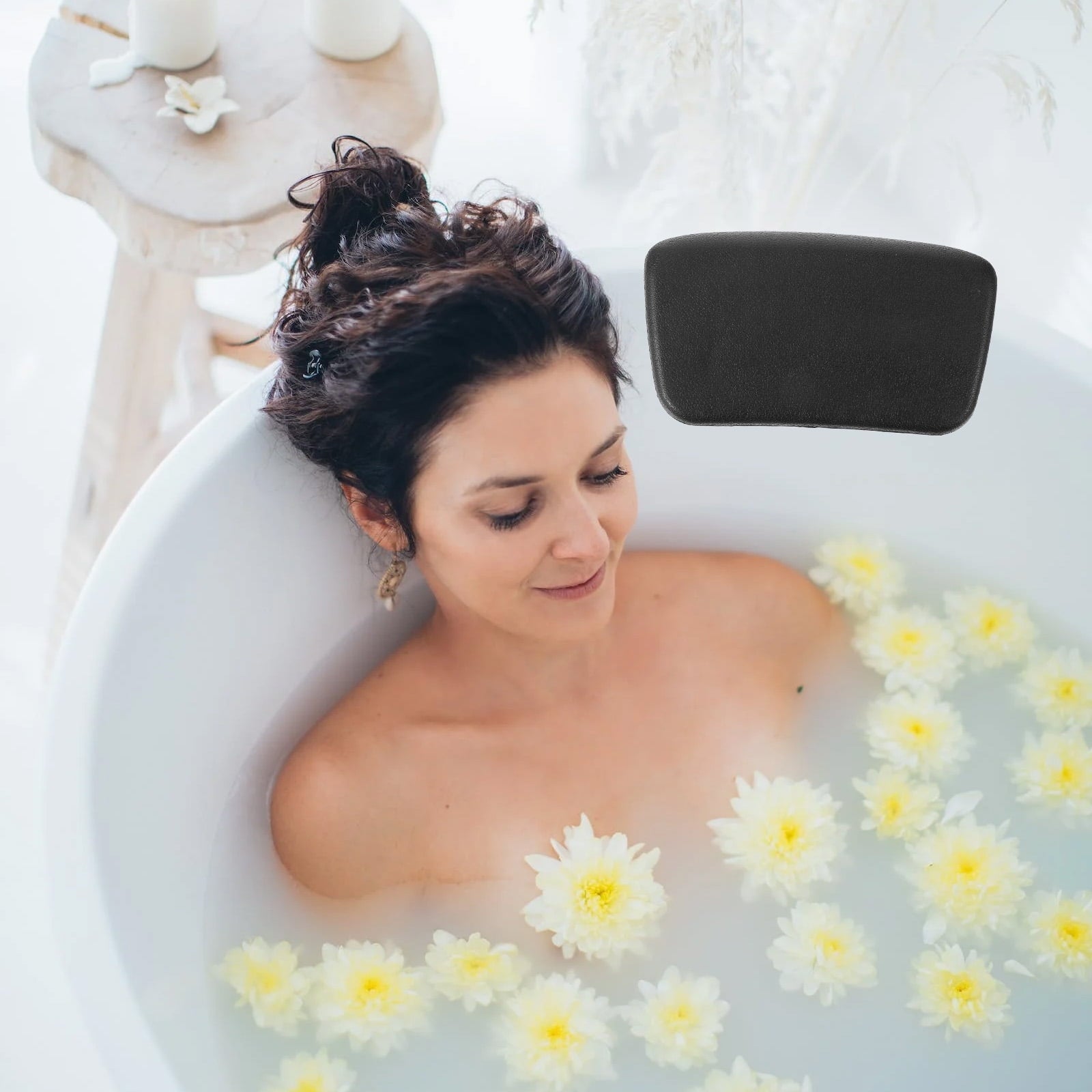 WHAMVOX Soaking Tub Pillow Bathtub Padding for Adults Replacements Black