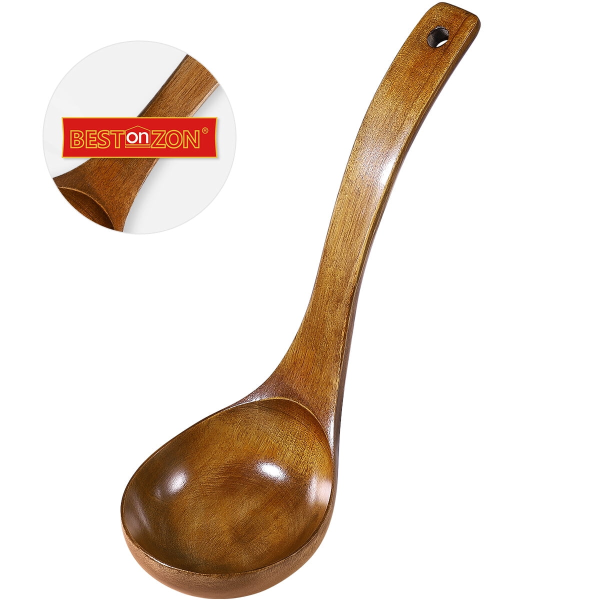 SKISUNO 1Set Soup Ladle Deep Soup Ladle Bamboo Material for Cooking and Serving Food 3.5 x 11 Inch