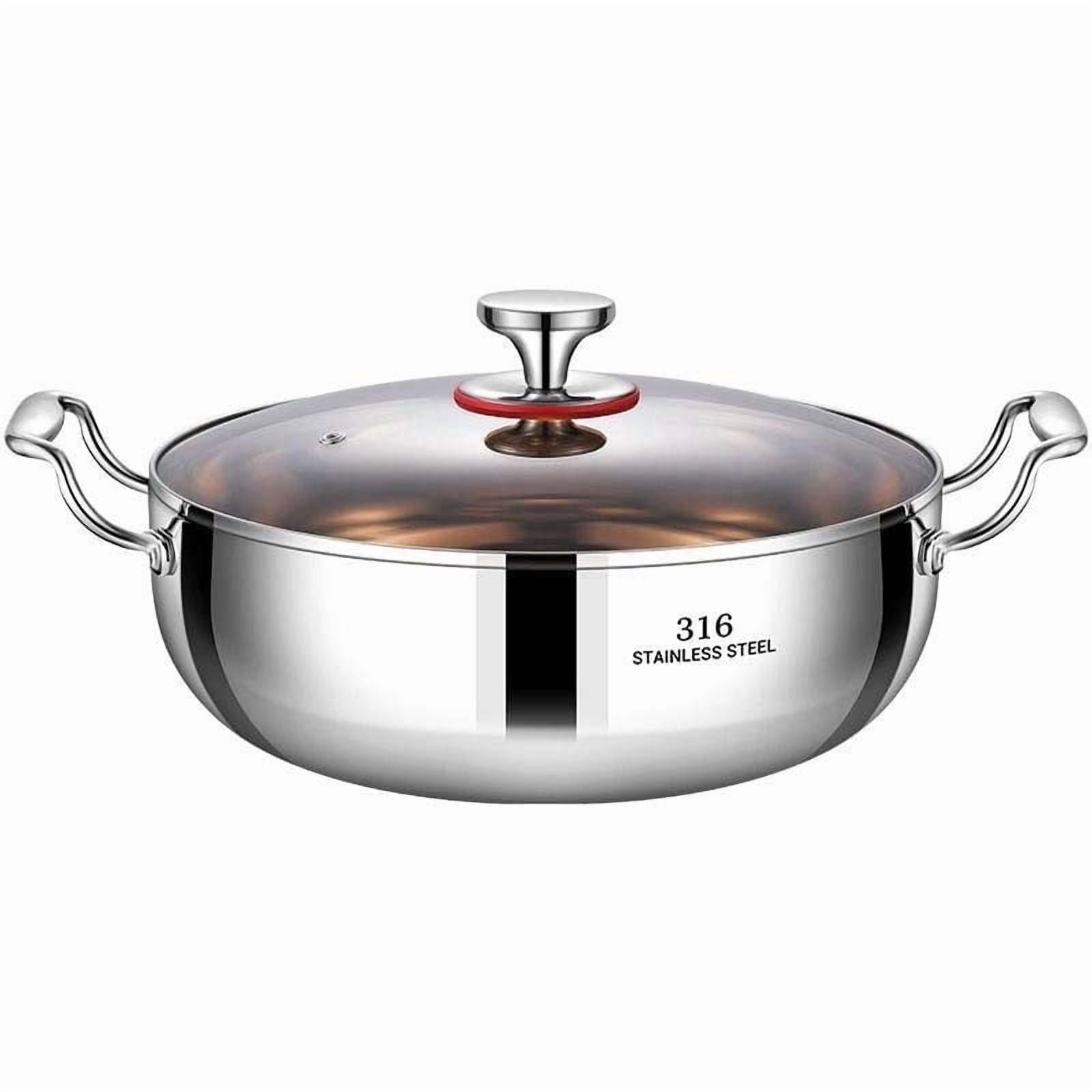 Darzheoy 316 Stainless Steel Hot Pot with Lid Large Pots for Cooking Thick Bottom Stew Soup Pots with Lid Stockpot for Pasta, Soup, Simmer Kitchens Appliances Multicolor