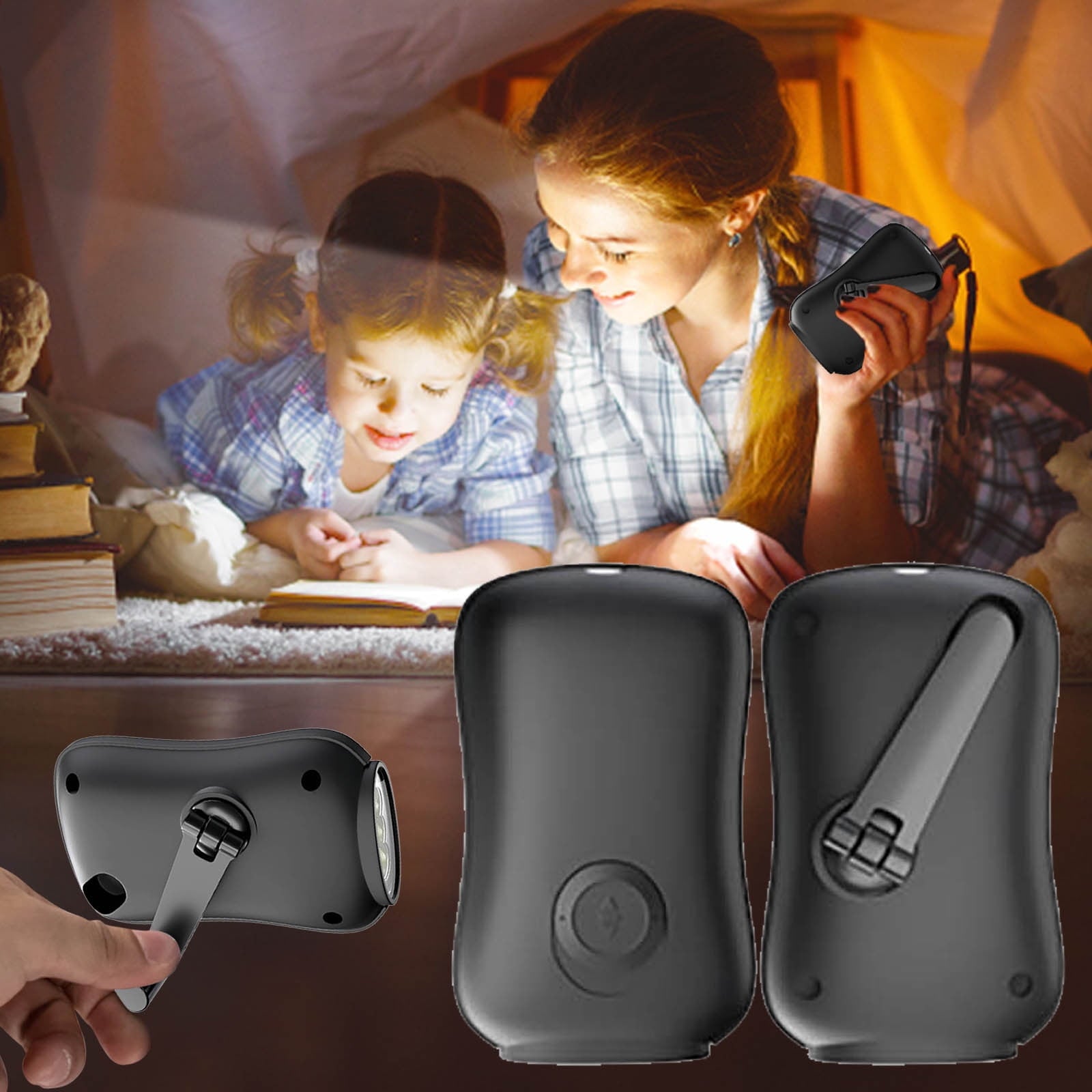 Chmadoxn Crank Flashlight, Emergency Rechargeable LED Flashlight, Portable Camping Light, Self Powered Rechargeable Flashlight for Outdoor Mountaineering Backpack Hiking As Show white