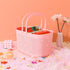 Chmadoxn Portable Shower Tote Plastic Storage Basket with Handle Box Organizer Bin for Bathroom, Pantry, Kitchen, College Dorm (11.22×7.09×7.09 inch) 11.22" x 7.09" x 7.09" Pink 1