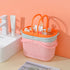 Chmadoxn Portable Shower Tote Plastic Storage Basket with Handle Box Organizer Bin for Bathroom, Pantry, Kitchen, College Dorm (11.22×7.09×7.09 inch) 11.22" x 7.09" x 7.09" Pink 1