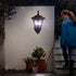 Darzheoy Solar Powered Wall Lanterns Outdoor, Dusk to Dawn Motion Sensor LED Sconce Lights Waterproof, Exterior Front Porch Security Lamps for Wall Mount Patio Fence Cold White Black