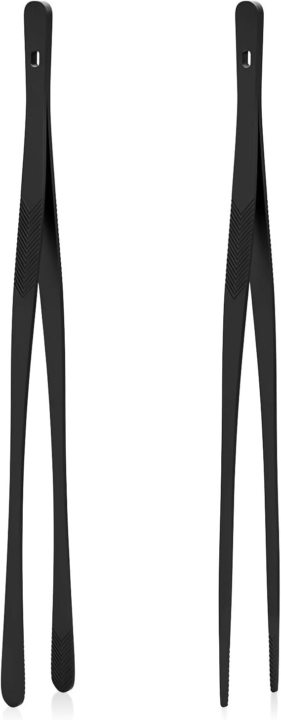 Kitchen Tongs for Cooking - 2PCS 12" Stainless Steel Cooking Tongs Tweezers, Metal Fine Kitchen Utensils with Precision Serrated Tips, Professional Chef Tweezers for Serving, BBQ, Pasta, Salad