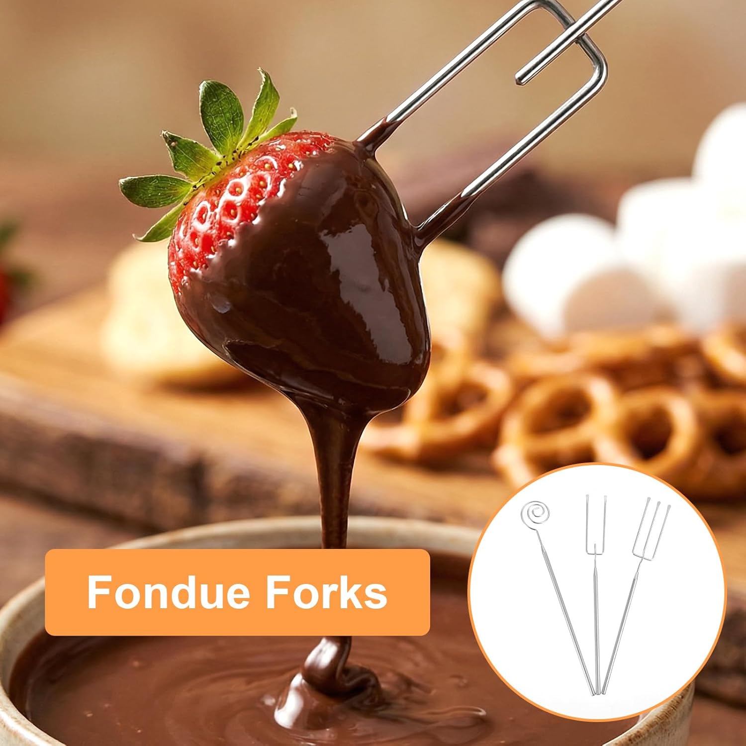 3PCS Chocolate Dipping Tool - Stainless Steel Candy Dipping Tools Baking Supplies Fondue Fork, Spiral Fork Cooking Tool Set, Dishwasher Safe