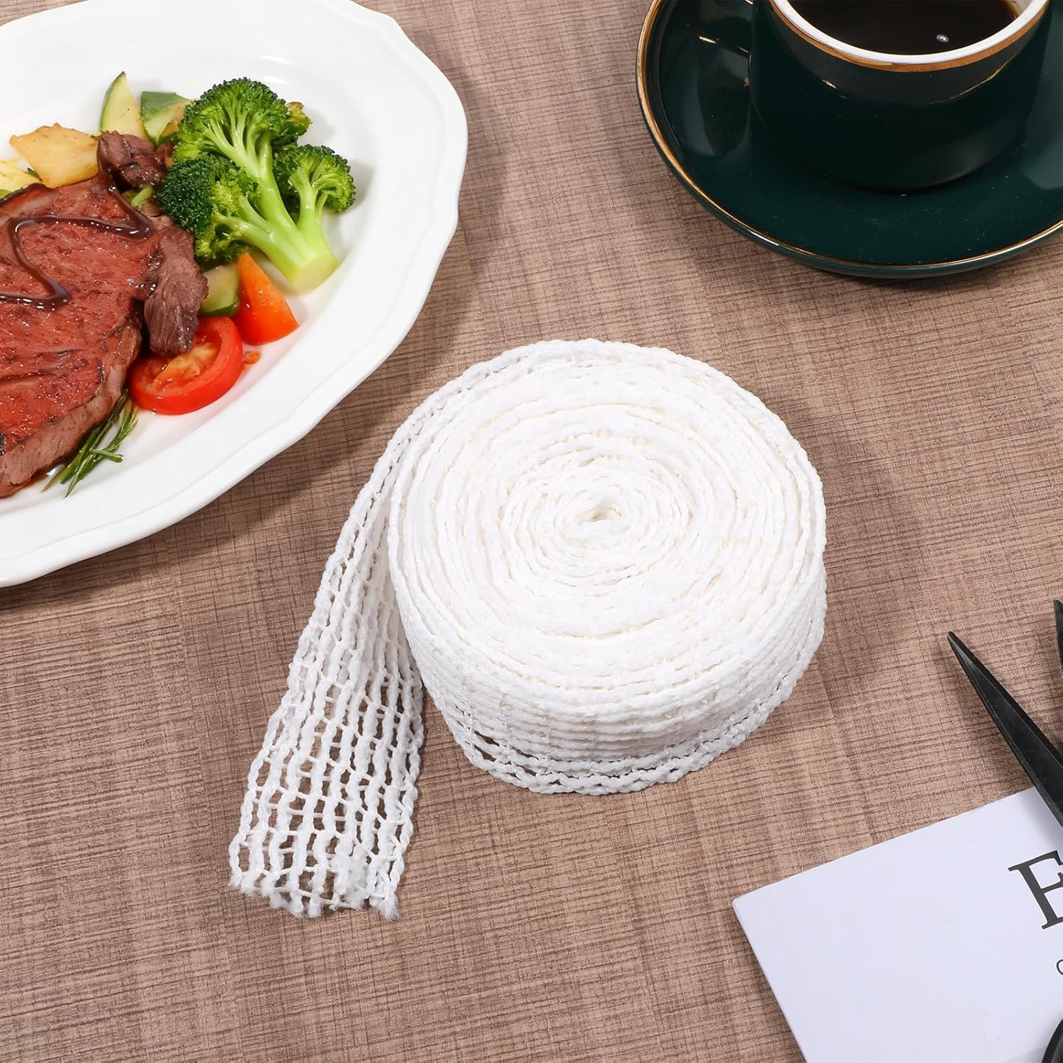 16.4ft Meat Netting, Size 18 Meat Netting Roll Elastic Smoked Meat Poultry Ham Netting Meat Butcher Twine Net Wrapping Net for Meat Cooking, Drying