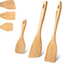 3 Pieces Bamboo Cooking Spatula and Paddle Set Bamboo Turner Wok Spatula Spoon Heat Resistant Kitchen Utensil for Nonstick Cookware, 3 Styles