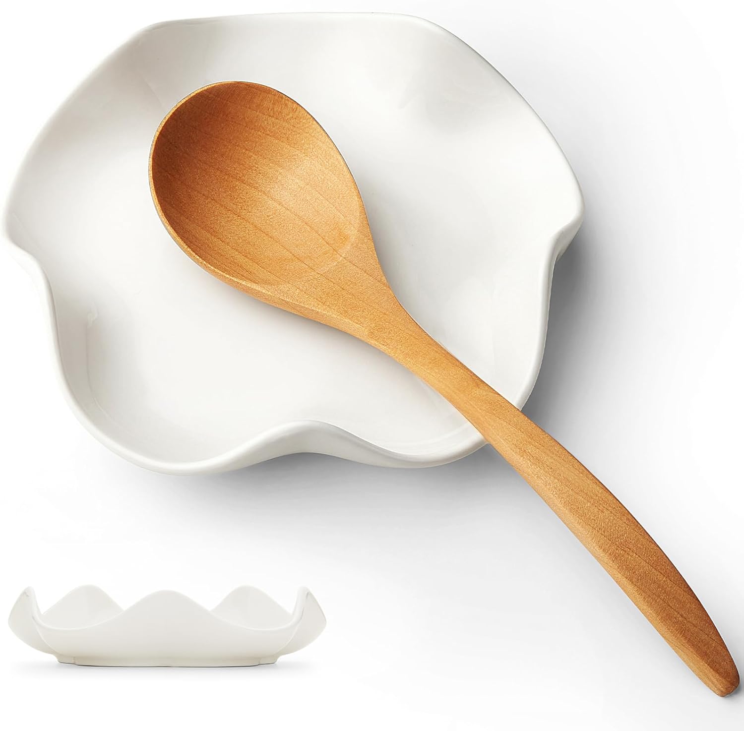 Spoon Rest for Stove Top, 5.3 Inch Ceramic Spoon Holder for Kitchen Counter, Coffee Spoon Holder, Cooking Utensil Rest for Spoons, Ladles, Tong, Heat-Resistant Spoon Rest, Housewarming Gifts