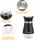 Salt and Pepper Shakers Set with Holder, 4 oz Stainless Steel Salt Pepper Shaker Containers with Glass Bottom for Kitchen Cooking, BBQ, Bar, Table, RV, Camp