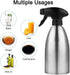 Olive Oil Sprayer, Vinegar Sprayer Dispenser, Safety Exquisitely Stainless Steel Container Seasoning Kitchenware Tools for BBQ, Cooking, Frying and Grilling (17oz (500ML))