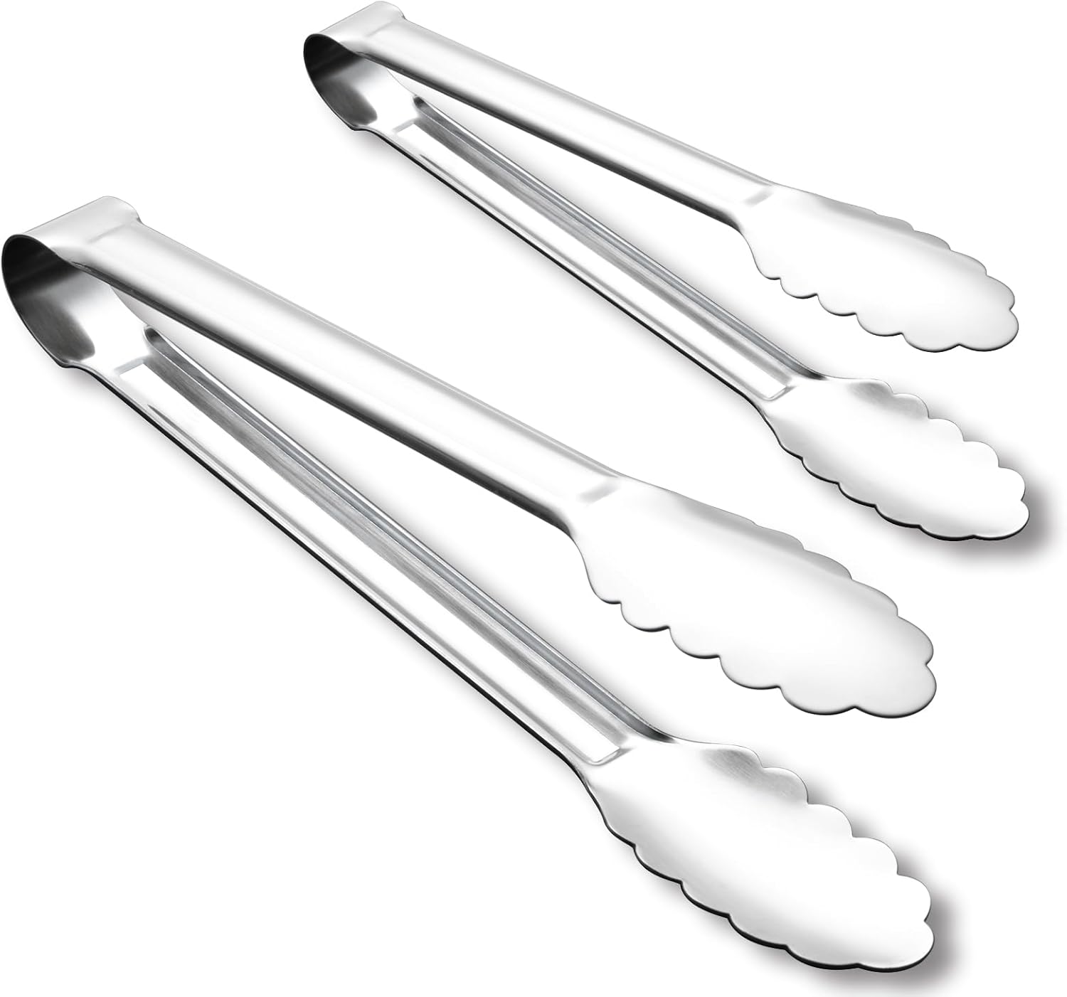 Seamless Tongs for Cooking, One-Piece Design, Durable Heat Resistant Stainless Steel Tongs for Kitchen, Grill, BBQ, Salad, Dishwasher Safe, Metal Tongs Set (12