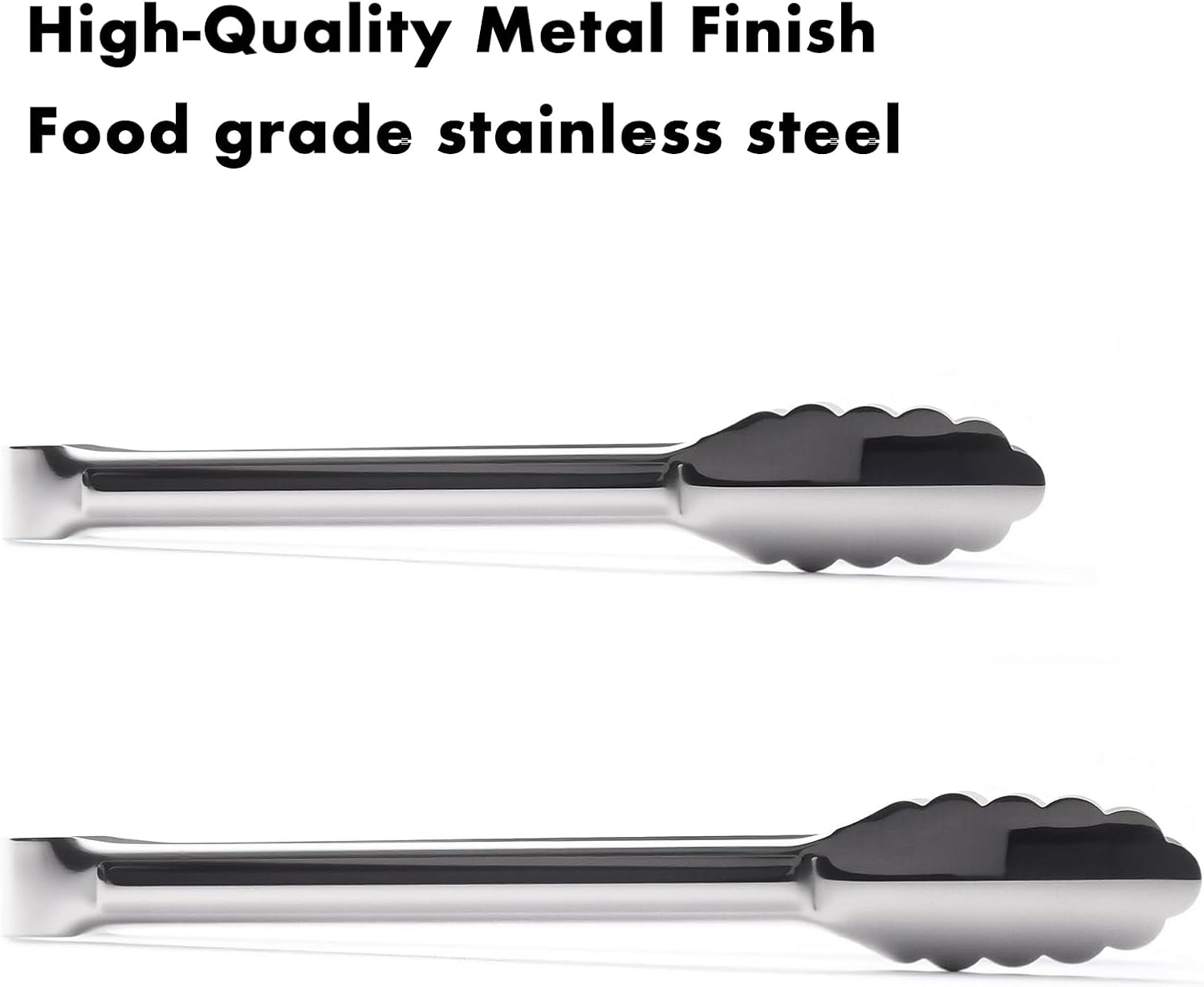 Seamless Tongs for Cooking, One-Piece Design, Durable Heat Resistant Stainless Steel Tongs for Kitchen, Grill, BBQ, Salad, Dishwasher Safe, Metal Tongs Set (12