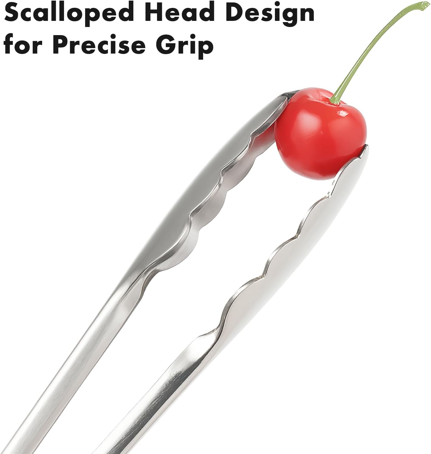 Seamless Tongs for Cooking, One-Piece Design, Durable Heat Resistant Stainless Steel Tongs for Kitchen, Grill, BBQ, Salad, Dishwasher Safe, Metal Tongs Set (12