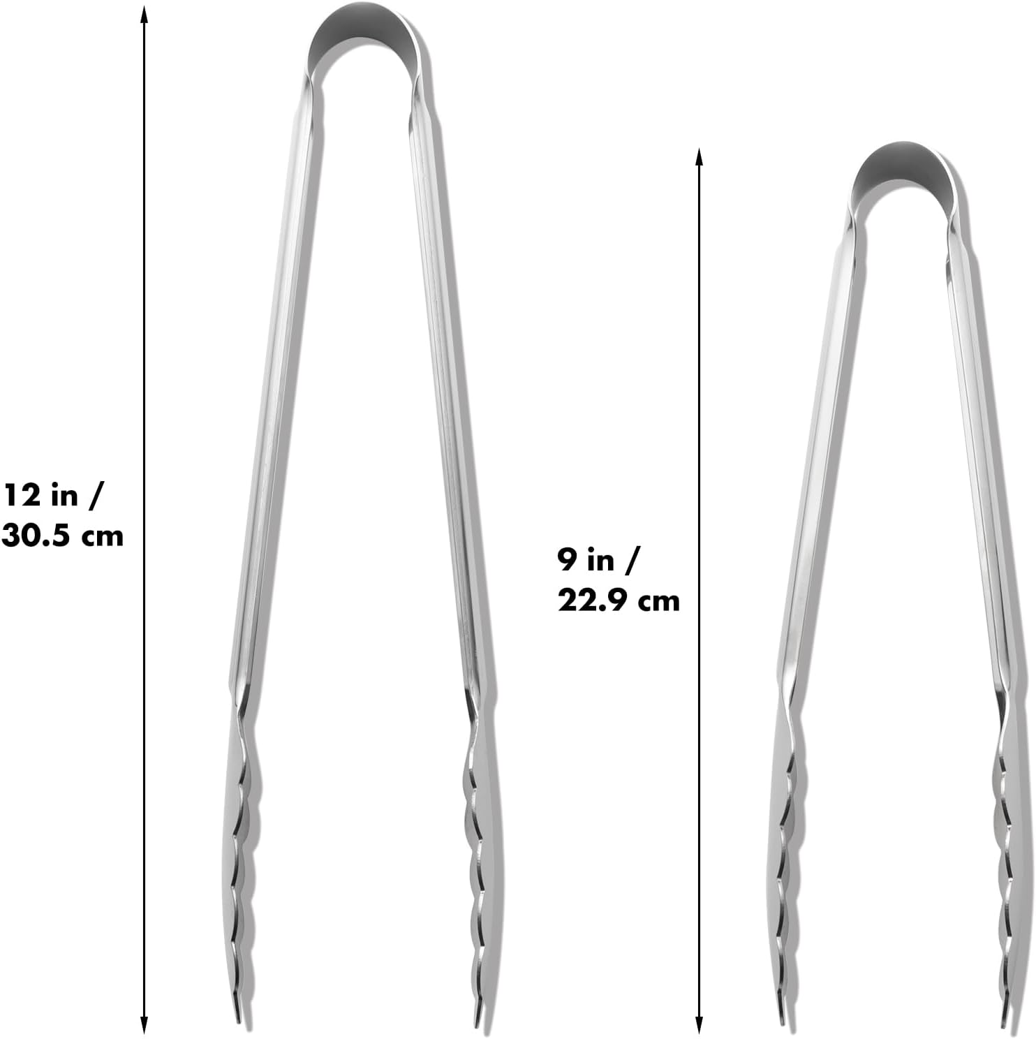 Seamless Tongs for Cooking, One-Piece Design, Durable Heat Resistant Stainless Steel Tongs for Kitchen, Grill, BBQ, Salad, Dishwasher Safe, Metal Tongs Set (12