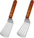 2Pcs Metal Spatulas Set, Metal Spatula for Cast Iron Skillet, Cooking Utensils Fish Egg Grill Spatula Stainless Steel Slotted Spatula, Wok Flat Top Small Metal Spatula Turner with Wood Handle