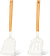 2Pcs Silicone Spatula Set Turner Heat Resistant for Nonstick Cookware Rubber Wok Turner with Wood Handle, Plastic Spatula Silicone for Cooking Use Kitchen Utensils Set White