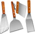 Spatula, Metal Spatulas Set, Stainless Steel Spatula, Fish Spatula Turner Cooking BBQ Grill Griddle Spatula, Metal Spatula for Cast Iron Skillet, Small Wide Kitchen Spatulas with Wood Handle