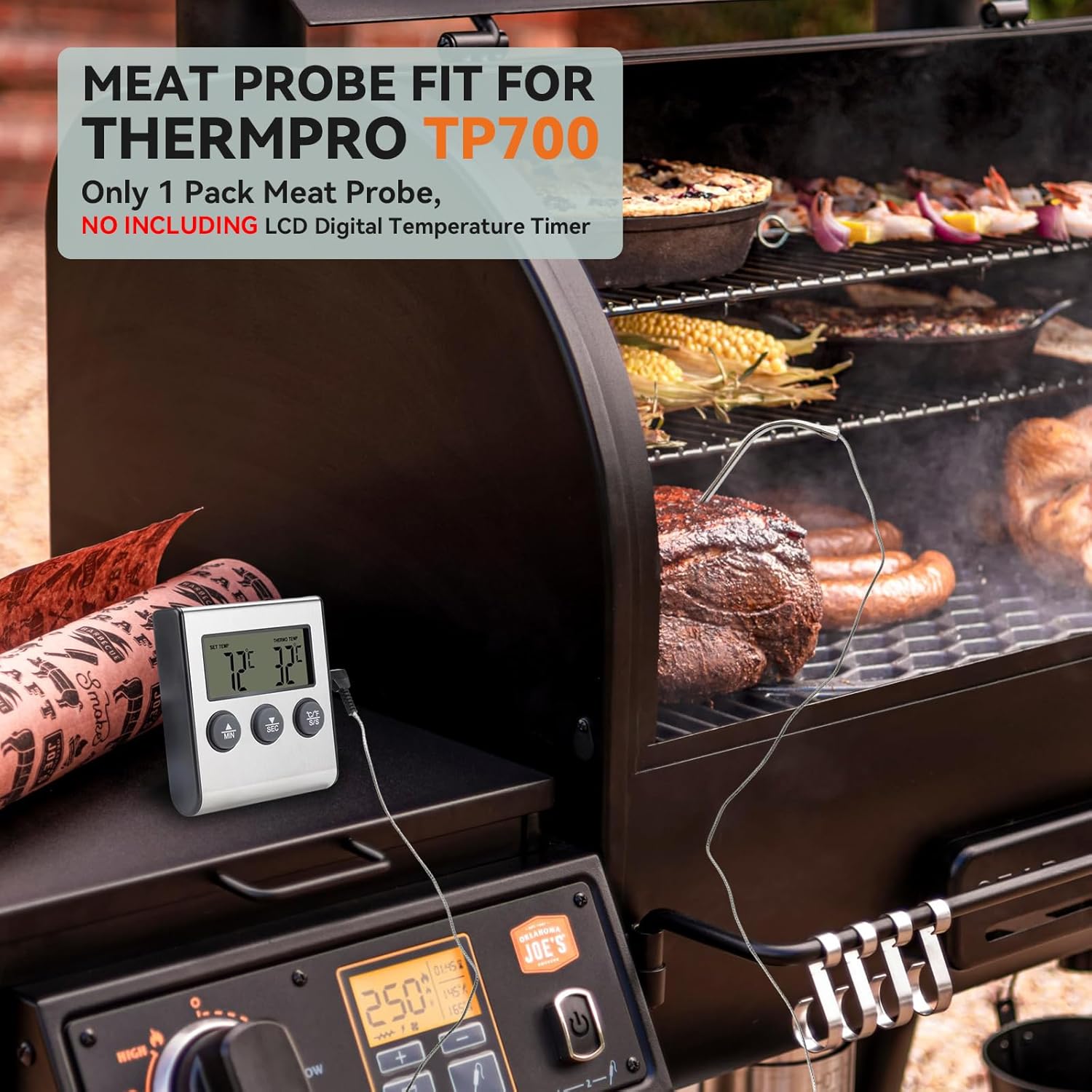 Tp700 Probe Thermometer Digital Meat Food Grill BBQ Cooking Kitchen Thermometer, 1 Pack (1 Piece)