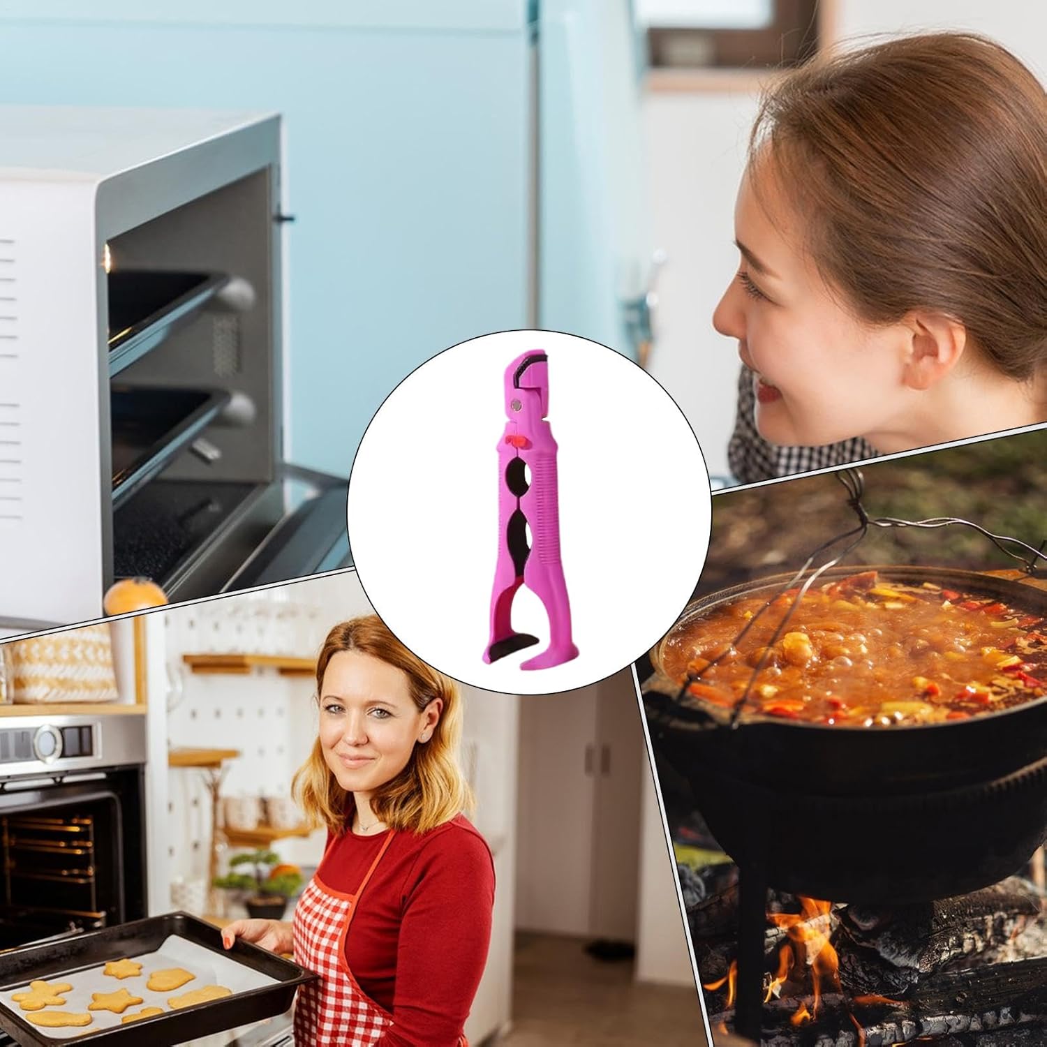 Multifunctional Kitchen Tongs Heat Resistant Anti-Scald Silicone Tips Food Tongs with Bottle Opener Stainless Steel Cooking Utensils for BBQ Salad Serving 1 Piece