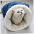 Cat Sleeping Bag Nest - Half-Closed Design - Plush & Fleece - Warm - Navy Blue - 1 Piece