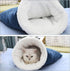 Cat Sleeping Bag Nest - Half-Closed Design - Plush & Fleece - Warm - Navy Blue - 1 Piece