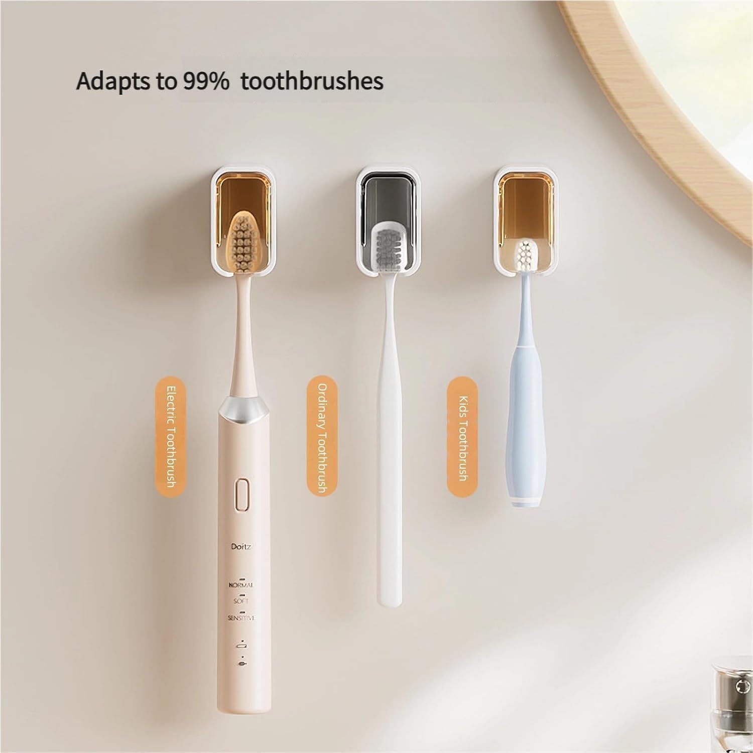 2 Pack Toilet Brush Holder with Lid No Drilling Waterproof Dustproof Bathroom Wall Mounted