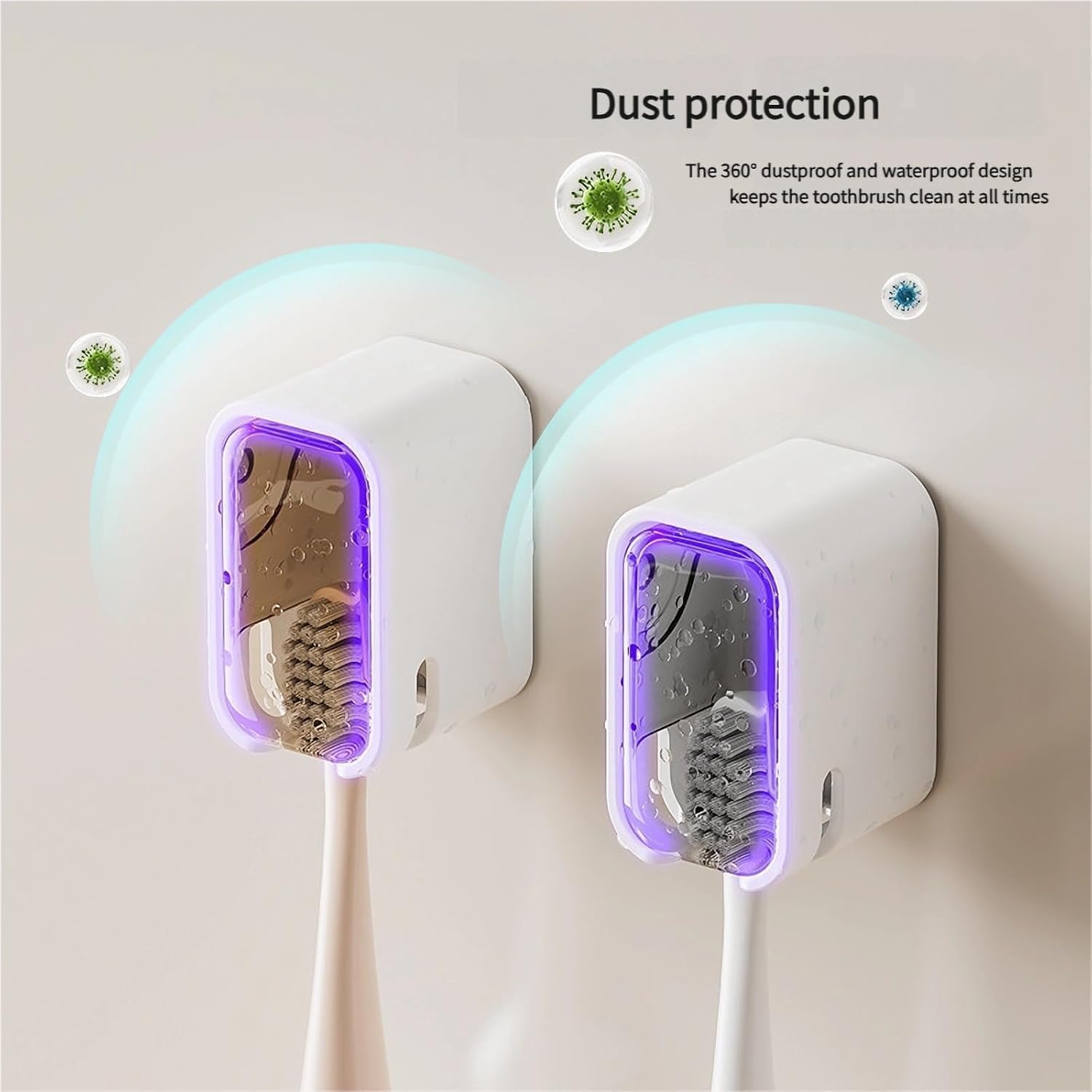 2 Pack Toilet Brush Holder with Lid No Drilling Waterproof Dustproof Bathroom Wall Mounted