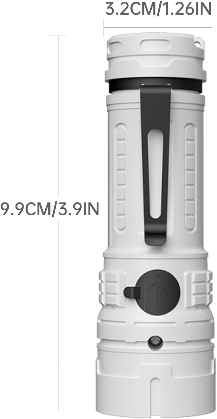 Rechargeable LED Torch - White - 1 Piece - Lightweight Portable Flashlight for Camping Backpacking Hiking