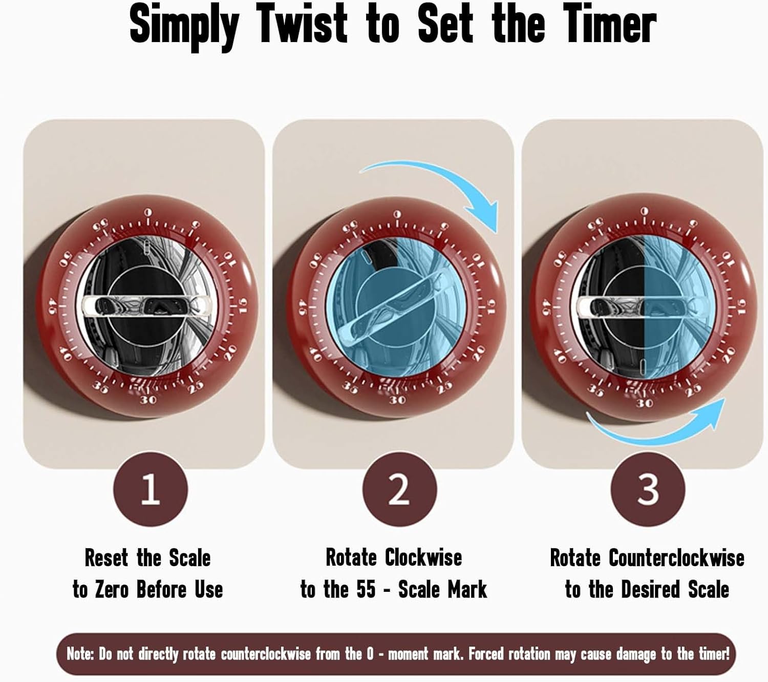 Magnetic Digital Kitchen Timer Red Countdown Timer Up to 60 Minutes Ideal for Cooking Office Tasks and Studying