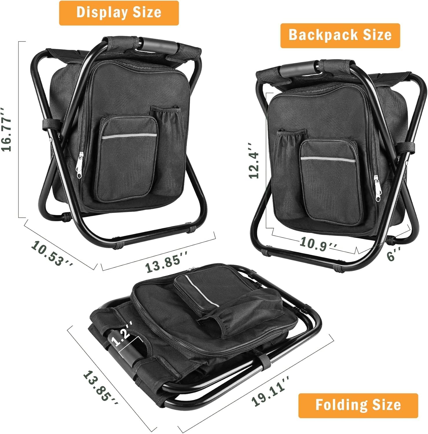 Folding Camping Chair Grey Portable Compact Adjustable Folding Chair for Outdoor Camping Fishing