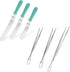 Icing Spatula,  Stainless Steel Angled Cake Decorating Frosting Spatula Set of 3 (Aqua Sky), and 8"+10"+12" Kitchen Cooking Tweezer: 18/8 Stainless Steel Metal Food Tong (Pointed Tip)