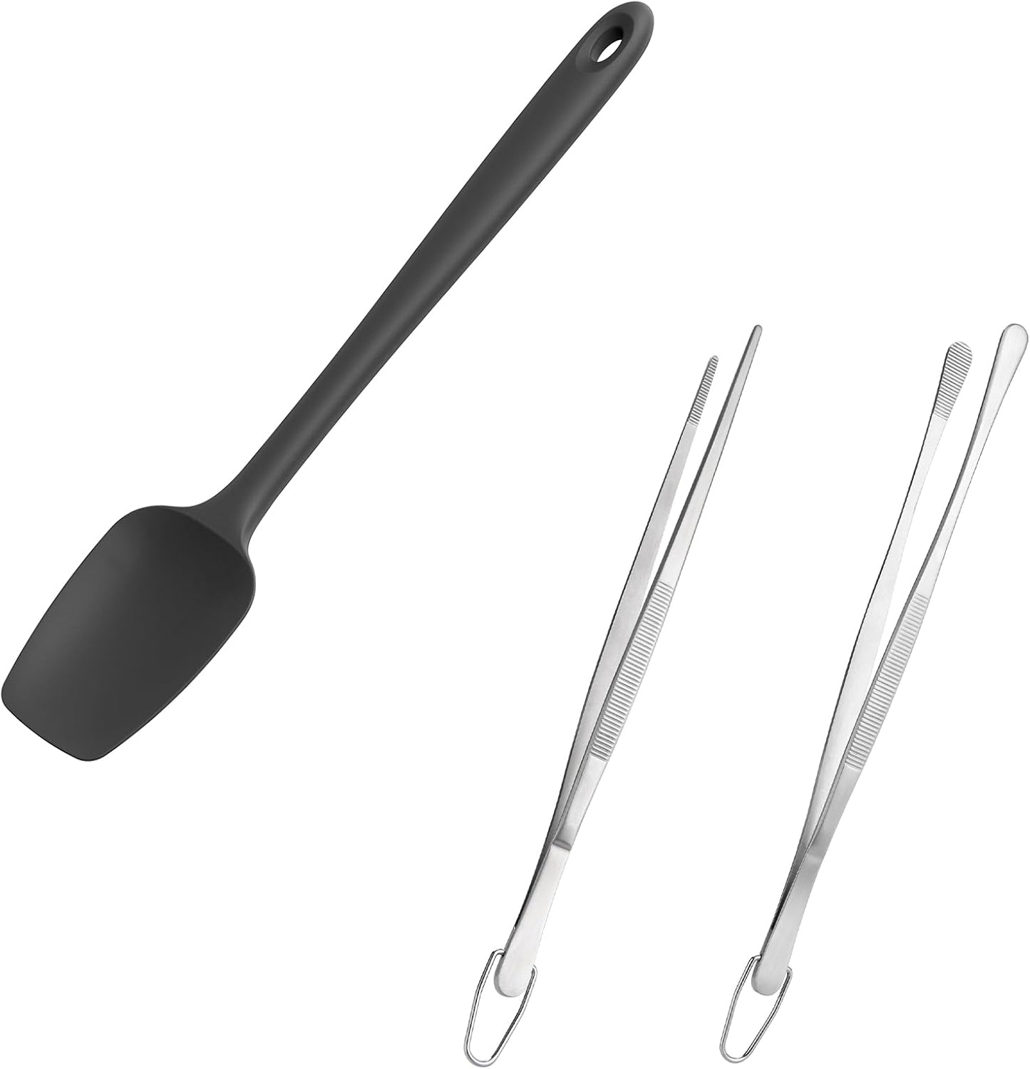 600ºF High Heat Flexible 14in Extra Large Silicone Spoon Spatula (Black) and 12