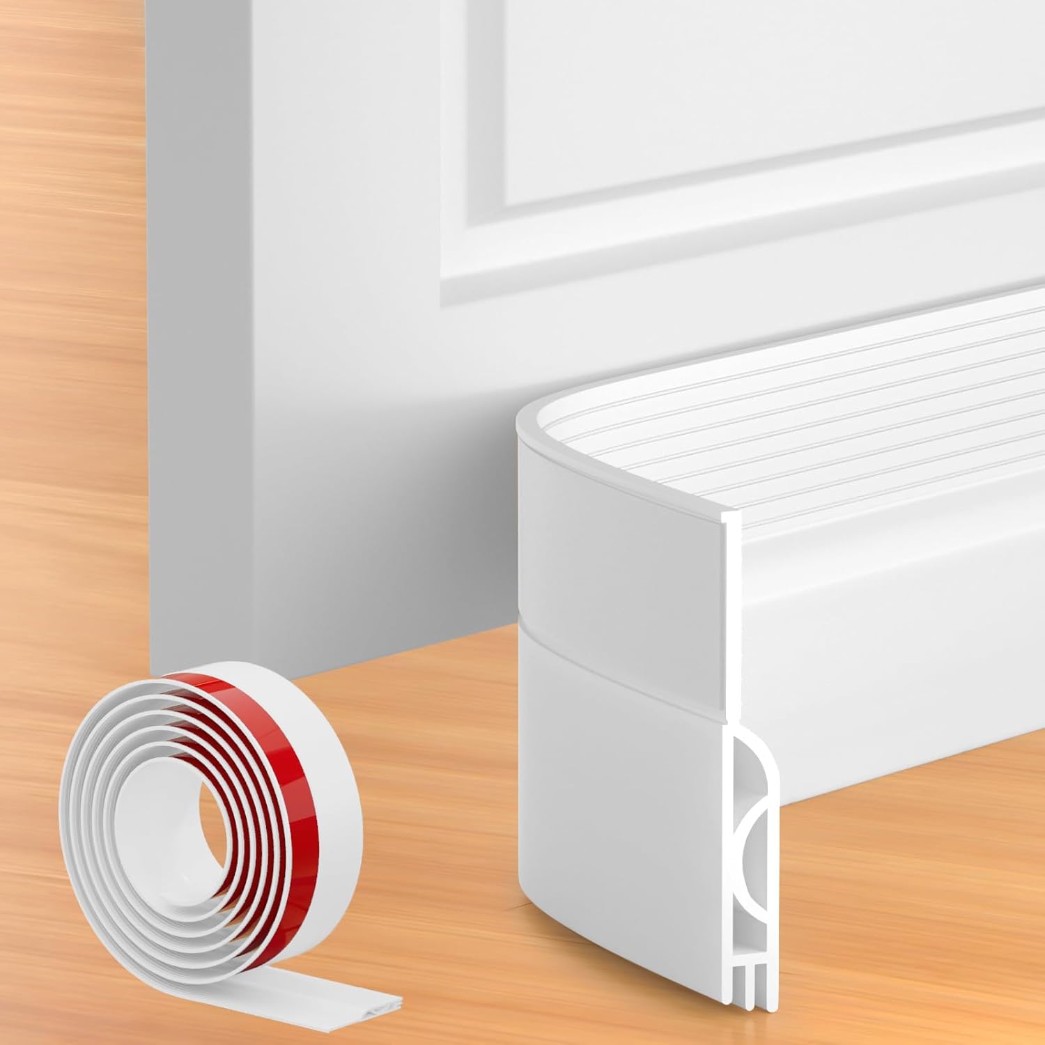 39 Inch Door Draft Stopper 2 Pack White & Transparent