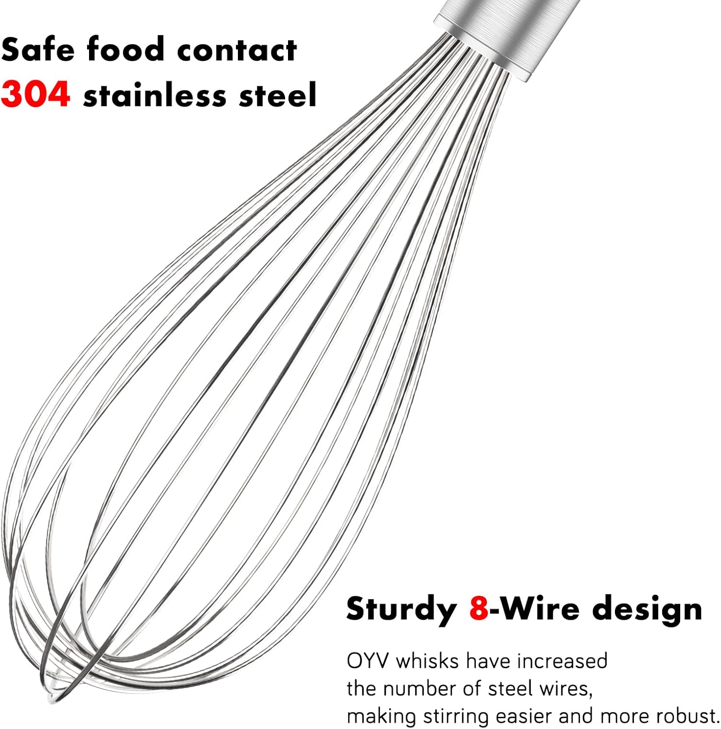 304 Stainless Steel Whisk Set & Stainless Steel Ice Cream Scoop, 3 Pack Whisks and Heavy Duty Scoop for Kitchen Cooking and Dessert Making