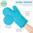 Silicone Oven Mitts- Heat Resistant Gloves with Soft Quilted Lining Oven Mitt Pot Holders for Cooking and BBQ, Teal, Mitt Set
