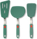 Silicone Spatula Turner Set of 3,Heat Resistant,430 Stainless Steel Core, BPA-Free Kitchen Utensils Set for Cooking,Baking,Flipping,Dishwasher Safe(Dark Green)