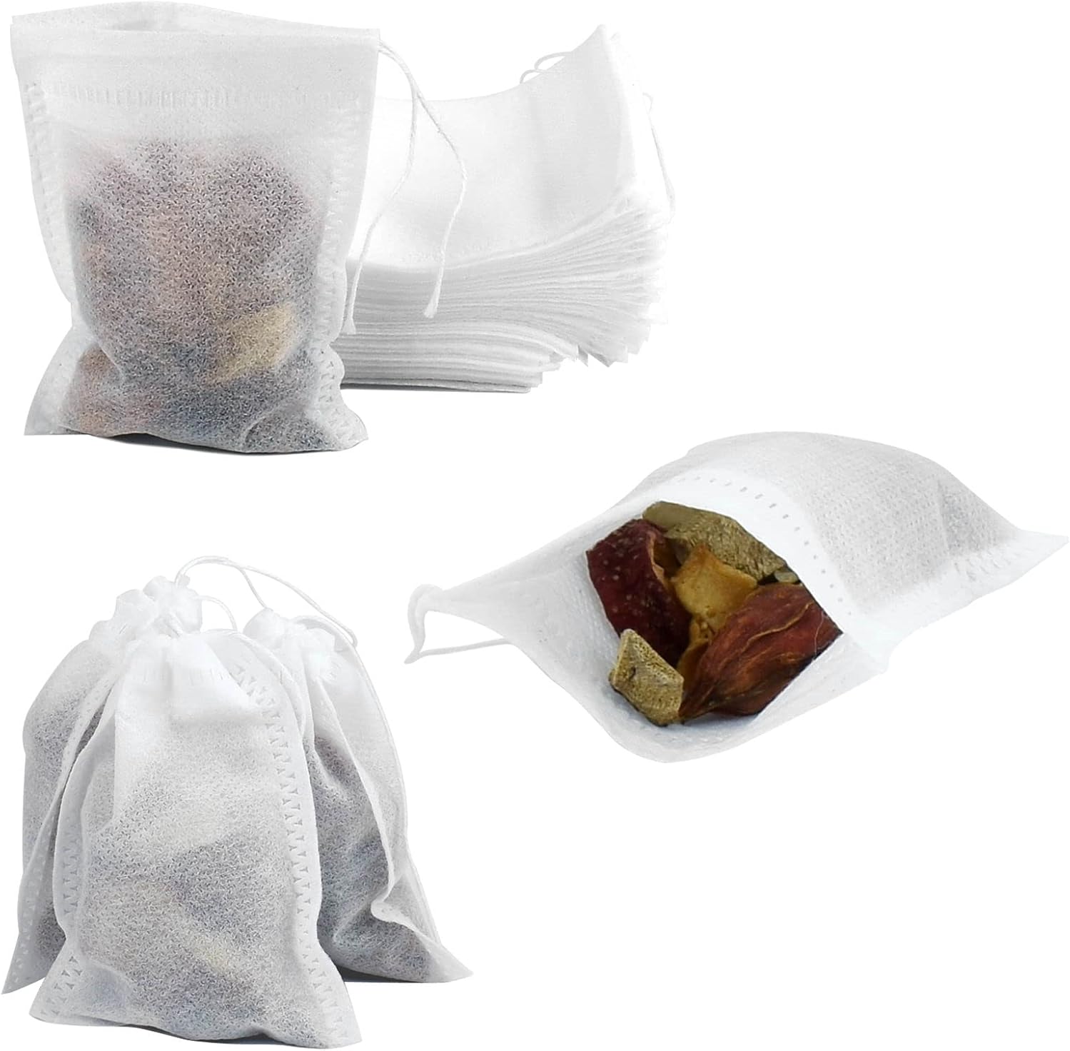 100 Pack Drawstring Bags, Disposable Small Mesh Bags for Cooking, Soaking Medicinal Liquor, Tea Coffee Filter, DIY Craft Spices Storage, Weeding Party Favor (4 x 5.9 Inches)