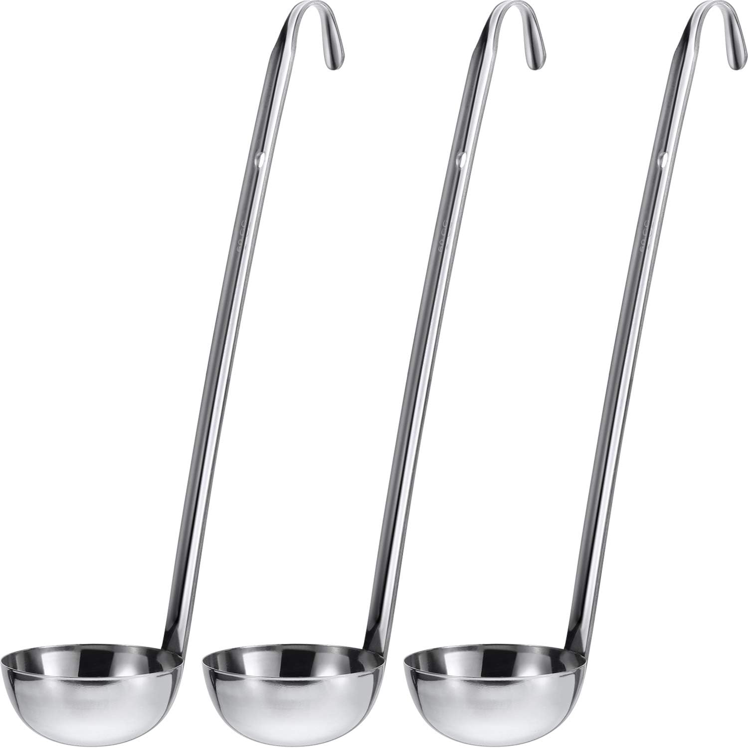 Stainless Steel Ladle Soup Handle Ladle with Pouring Rim for Kitchen Cooking Soup Sauce