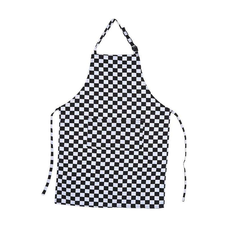 Apron with Pocket 2Pcs Chef Butcher Kitchen Cooking Baking Restaurant Wear - Black White Plaid