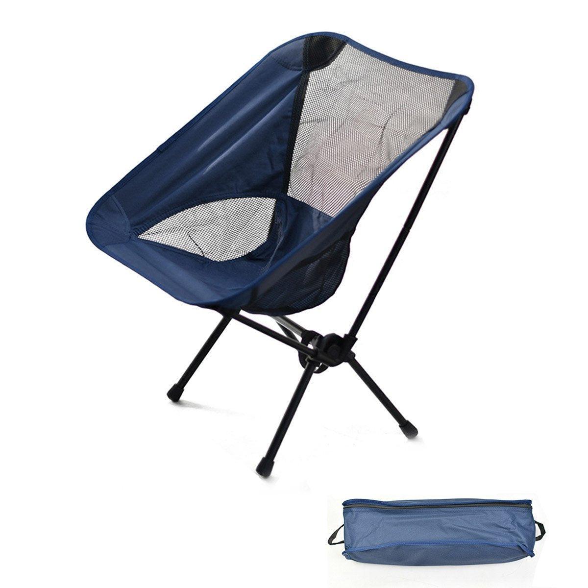 Outdoor Portable Lightweight Folding Camping Chair High Back Fishing Chair - White